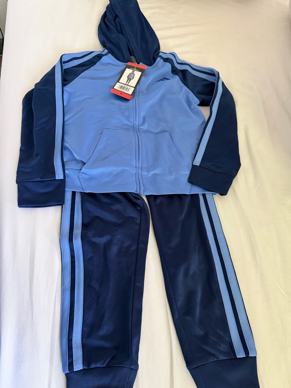 adidas Light Blue and Navy Kids 2-Piece Tracksuit
